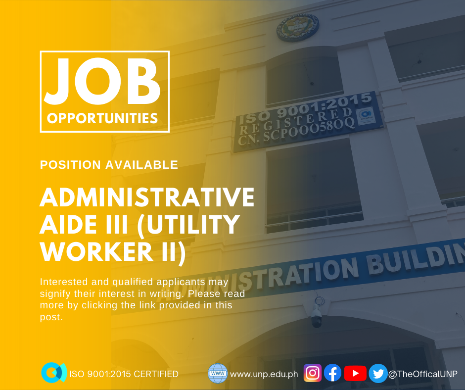 Read more about the article Job Opportunities: Administrative Aide III (Utility Worker II)