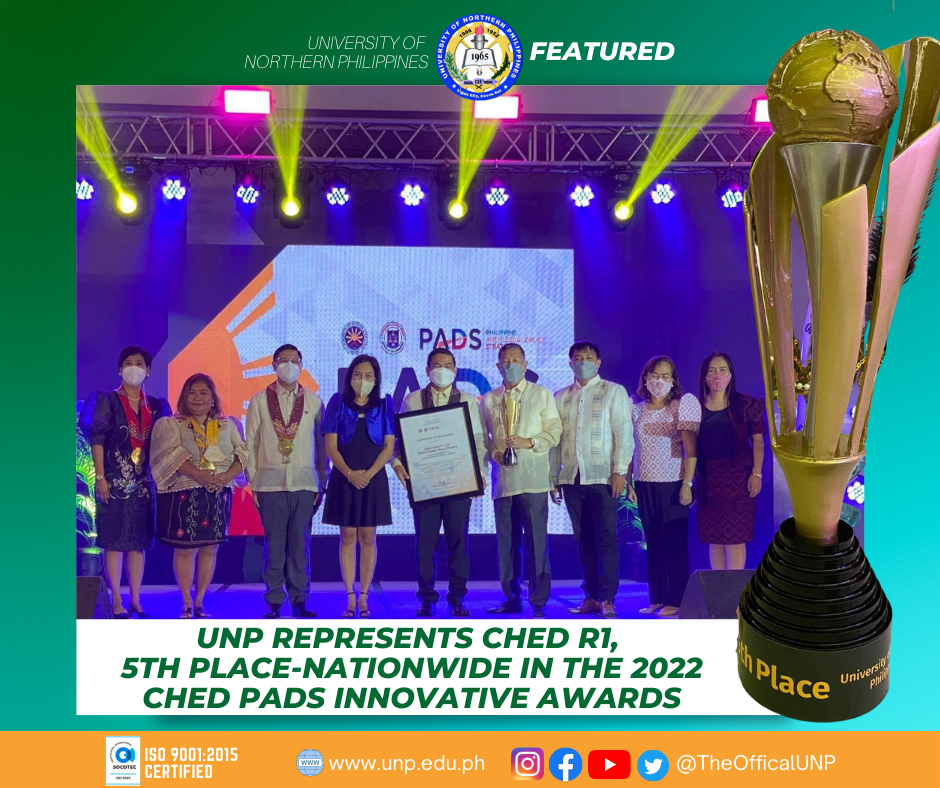 You are currently viewing UNP represents CHED R1, 5th Place-nationwide in 2022 CHED PADS Innovative Awards